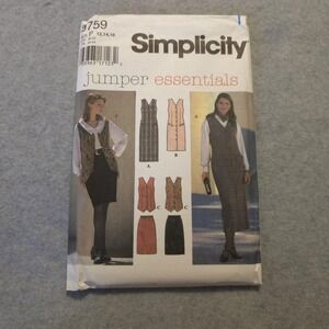 Simplicity 9759 Jumper Essentials Sewing Pattern Size 12-16 Vest‎ Skirt Dress...